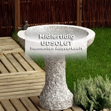 Fuglebad på sokkel indvendig poleret Ø35 cm,lysegrå granit. 